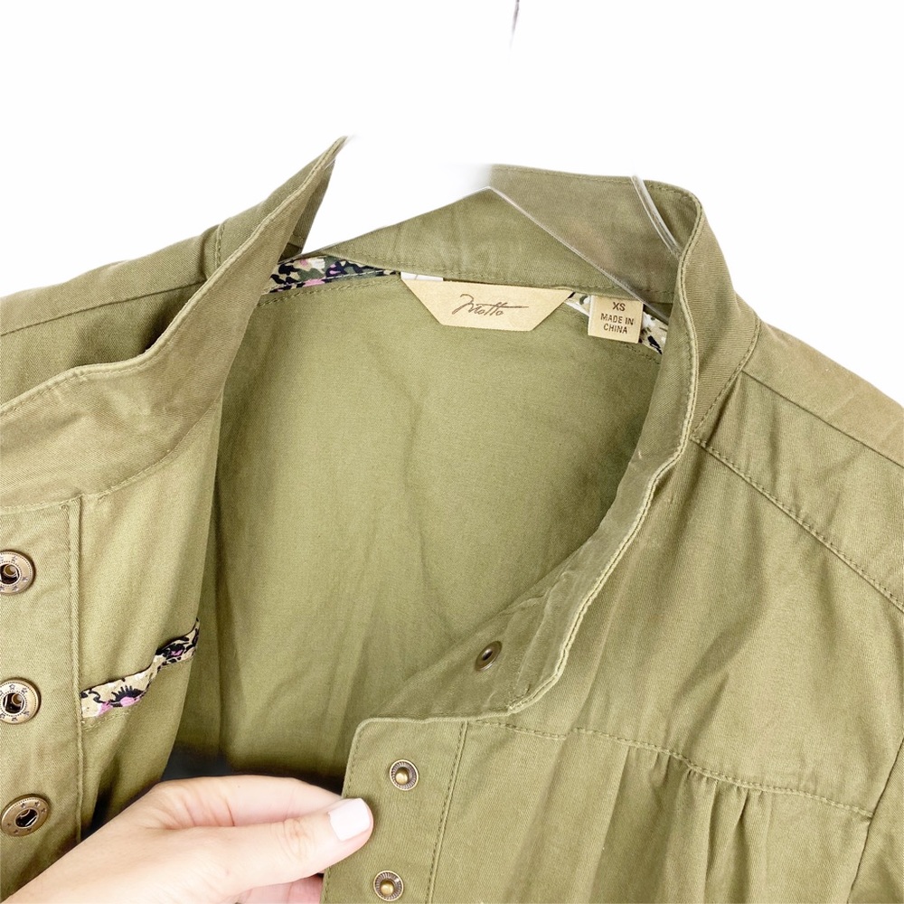MOTTO Olive Army Green Jacket Ruffled XS - Picture 4 of 6